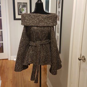 BELTED CAPE COAT SWEATER SIZE M